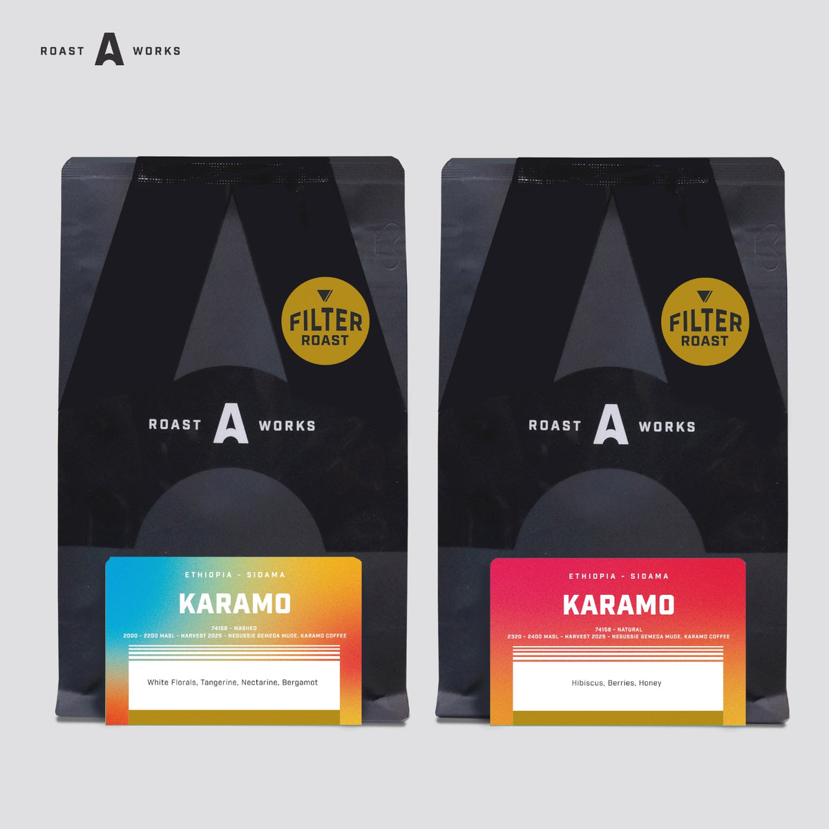 Bundle Ethiopia Sidama Karamo Washed 74158  + Ethiopia Sidama Karamo Natural 74158 (Filter @200g x 2pcs) - A Roastworks - Biji Kopi